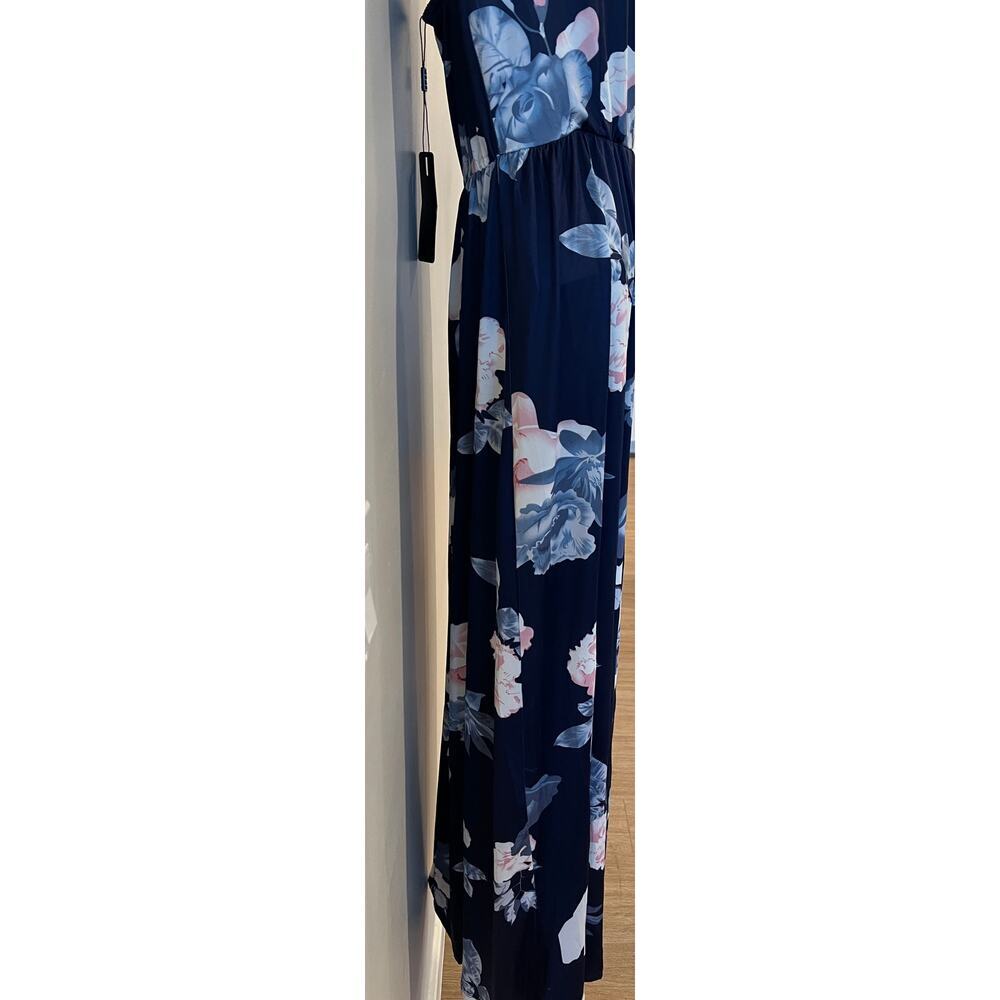 Navy Floral Maxi Dress Spaghetti Strap V-Neck Sleeveless Size Small NWT - Picture 6 of 9